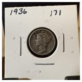 1936 MERCURY SILVER DIME
