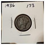1936 MERCURY SILVER DIME