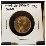 1949 20 FRANCS GOLD COIN NOTE