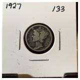 1927 MERCURY SILVER DIME