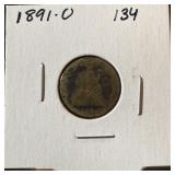 1891-O SEATED LIBERTY SILVER DIME
