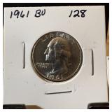 1961 WASHINGTON SILVER QUARTER BU