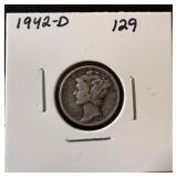 1942-D MERCURY SILVER DIME