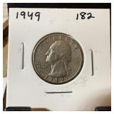 1949 WASHINGTON SILVER QUARTER