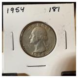 1954 WASHINGTON SILVER QUARTER