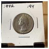 1942 WASHINGTON SILVER QUARTER