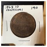 1863 10 CENTESIMI COIN