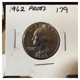 1962 PROOF WASHINGTON SILVER QUARTER