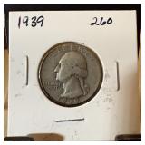 1939 WASHINGTON SILVER QUARTER