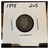 1898 BARBER SILVER DIME