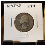 1945-D WASHINGTON SILVER QUARTER