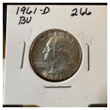 1961-D WASHINGTON SILVER QUARTER BU