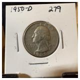 1950-D WASHINGTON SILVER QUARTER