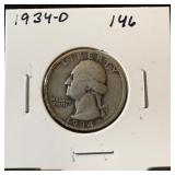 1934-D WASHINGTON SILVER QUARTER