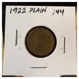 1922 PLAIN WHEAT PENNY CENT