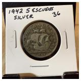 1942 5 ESCUDOS SILVER