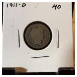 1911-D BARBER SILVER DIME
