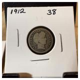 1912 BARBER SILVER DIME