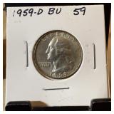 1959-D WASHINGTON SILVER QUARTER BU