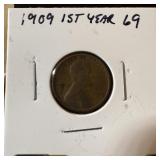 1909 WHEAT PENNY CENT 1ST YEAR