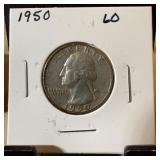 1950 WASHINGTON SILVER QUARTER