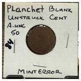 BLANK PLANCHET PENNY CENT ERROR