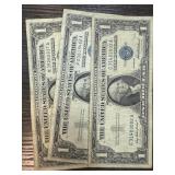 3PC MIXED SILVER CERTIFICATES $1