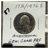 1976 BICENTENNIAL WASHINGTON QUARTER CAMEO PROOF