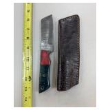 DAMASCUS STEEL FIXED BLADE KNIFE W SHEATH