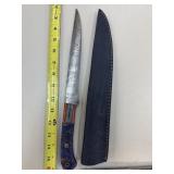 DAMASCUS STEEL FIXED BLADE KNIFE W SHEATH