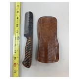 DAMASCUS STEEL FIXED BLADE KNIFE W SHEATH