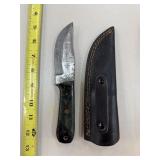 DAMASCUS STEEL FIXED BLADE KNIFE W SHEATH
