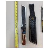 DAMASCUS STEEL FIXED BLADE KNIFE W SHEATH