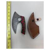 DAMASCUS STEEL FIXED BLADE KNIFE W SHEATH