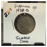 1938-D JEFFERSON NICKEL SCARCE DATE