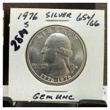 1976-S WASHINGTON SILVER QUARTER UNC