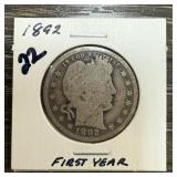 1892 BARBER SILVER QUARTER