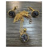 18k GP DRUZY EARRINGS & NECKLACE SET