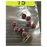 STERLING SILVER & FACETED RUBY EARRINGS
