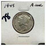 1945 MERCURY SILVER DIME
