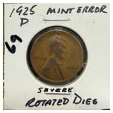 1925 WHEAT PENNY CENT ROTATED DIES