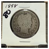 1898 BARBER SILVER QUARTER
