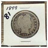 1899 BARBER SILVER QUARTER