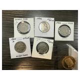 5PC MIXED BUFFALO / SHIELD NICKELS & DOLLAR