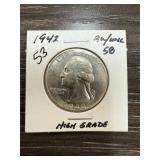 1942 WASHINGTON SILVER QUARTER HIGH GRADE
