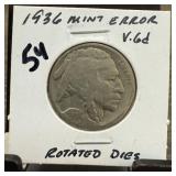 1936 BUFFALO NICKEL ROTATED DIES