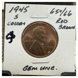 1945-S WHEAT PENNY CENT GEM UNC
