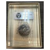 US MINT WWII COMMEMORATIVE HALF DOLLAR IN LUCITE