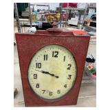 LARGE RED METAL CLOCK
