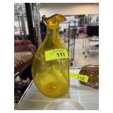 BLENKO PINCHED AMBER GLASS BOTTLE